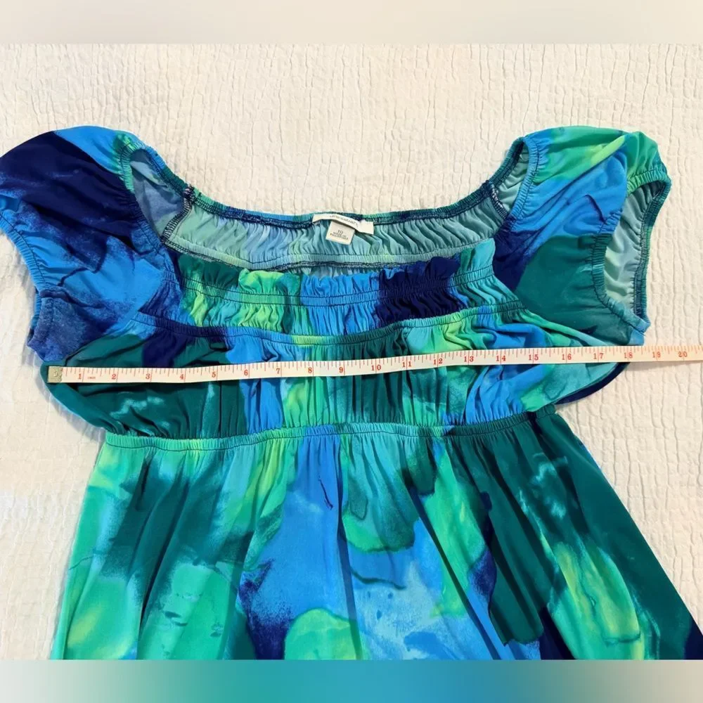 Dressbarn Vibrant Blue and Green Maxi Dress